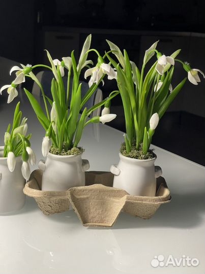 Подарок цветы Подснежники из холодного фарфора руч