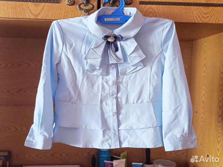 Блузка школьная голубая