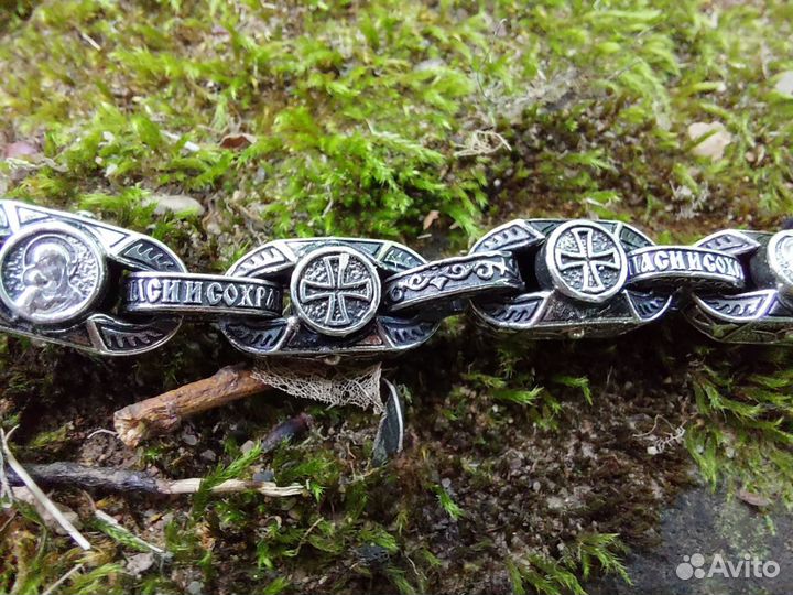 Серебряная цепь с архангелом Михаилом 170 грамм