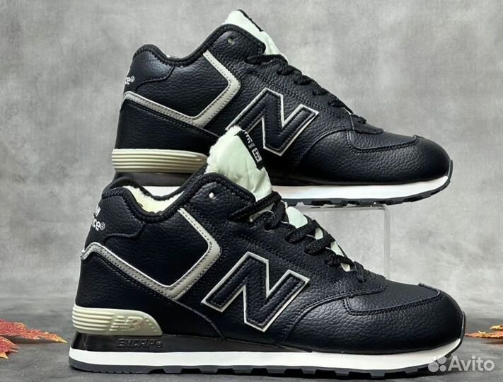 Кроссовки New balance 574 высокие зимние кожаные