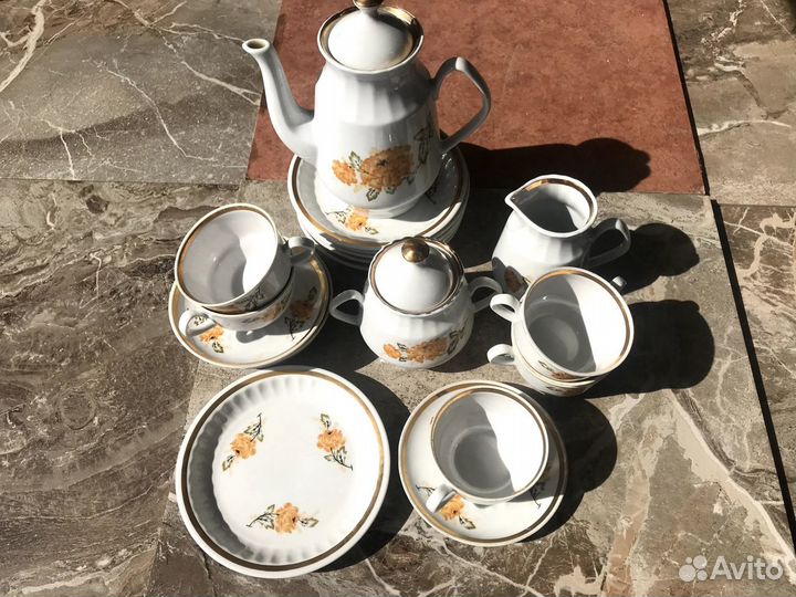 Рижский кофейный сервиз 21 предмет с позолотой