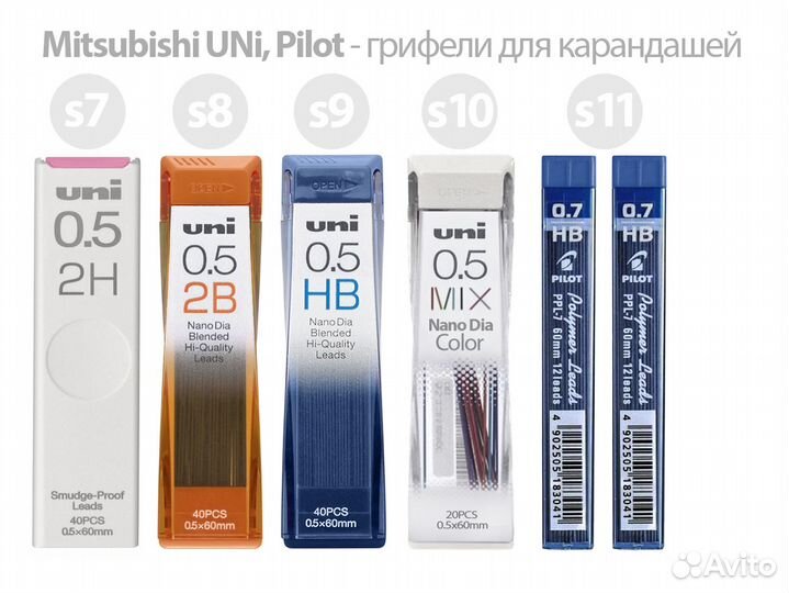 Грифели стержни Pilot Mitsubishi UNi UL-S