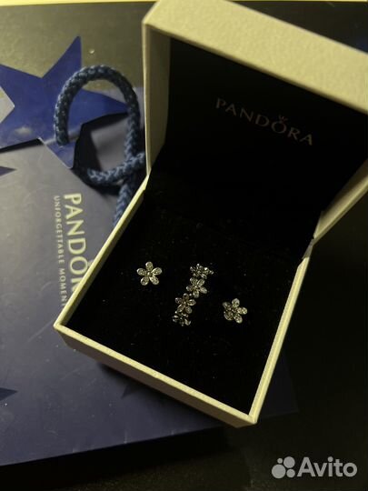 Пуссеты серьги Логомания Pandora