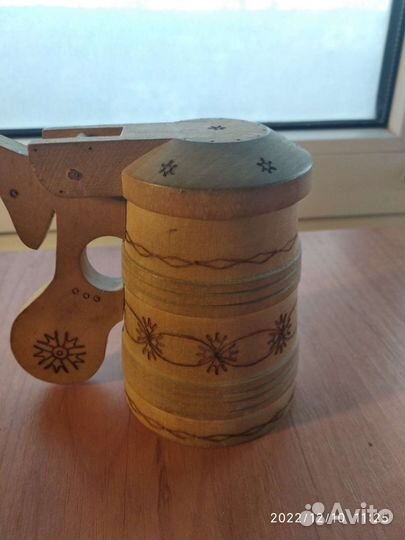 Кружка пивная, деревянная сувенирная