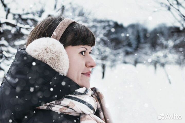 Наушники утеплённые меховые бежевые