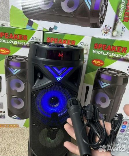 Большая блютуз колонка 6201 с микрофоном