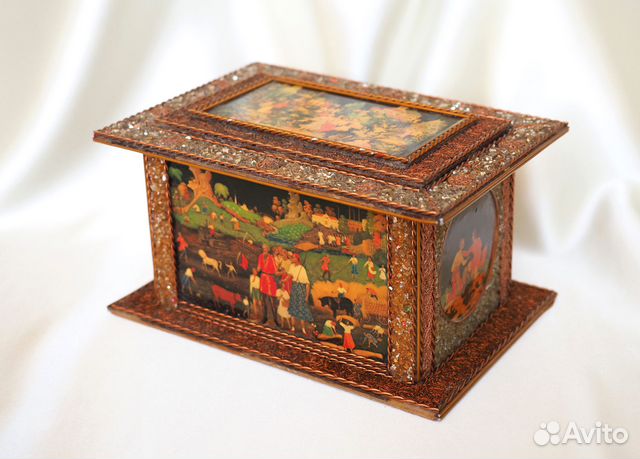 Шкатулка СССР Ручная работа Медь Стекло