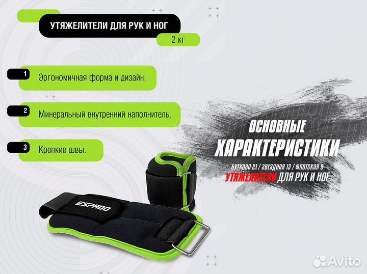 Пара утяжелителей на 2 кг Fit D2