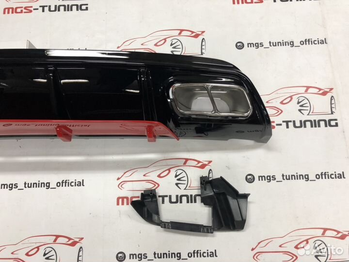 Диффузор хром насадки Мерс А45 AMG красный 12-15