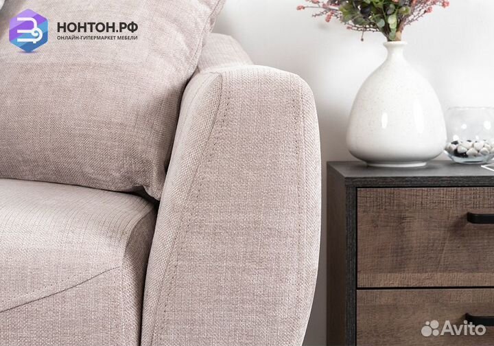 Диван книжка Наоми серо-бежевый / голубой