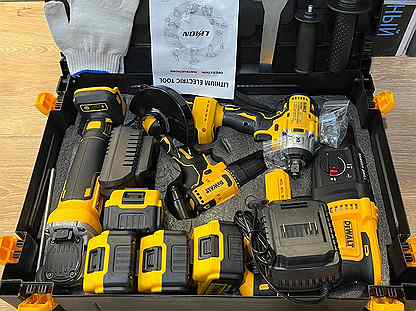 Аккумуляторный безщеточный набор dewalt 4в1/18вт