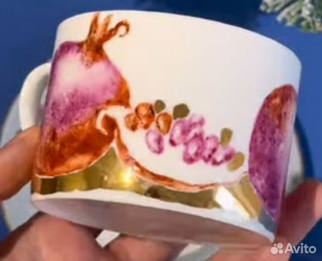 Чайная пара, ручная роспись, позолота