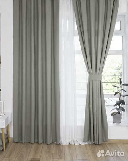Шторы канвас эдем серо-бежевый новые пошив