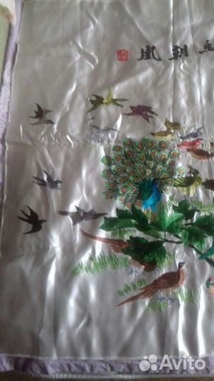 Китайская вышивка.Птицы парами 74 на 152 см
