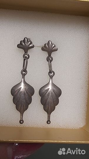 Серьги листики СССР 875 Звезда серебро