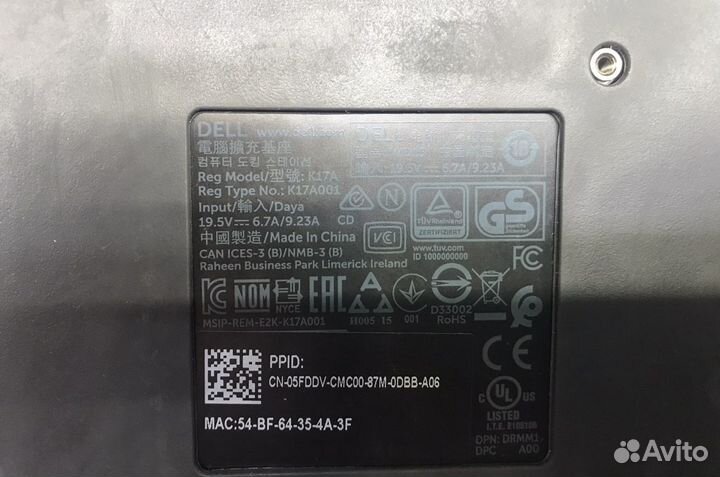 Dell K17A док станция type c