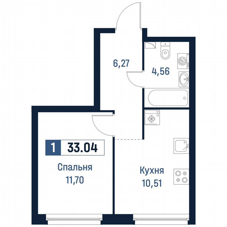 1-к. квартира, 33 м², 2/18 эт.