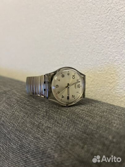 Часы swatch silverall оригинал, ремешок на резинке
