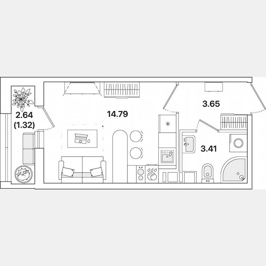 Квартира-студия, 23,2 м², 9/12 эт.