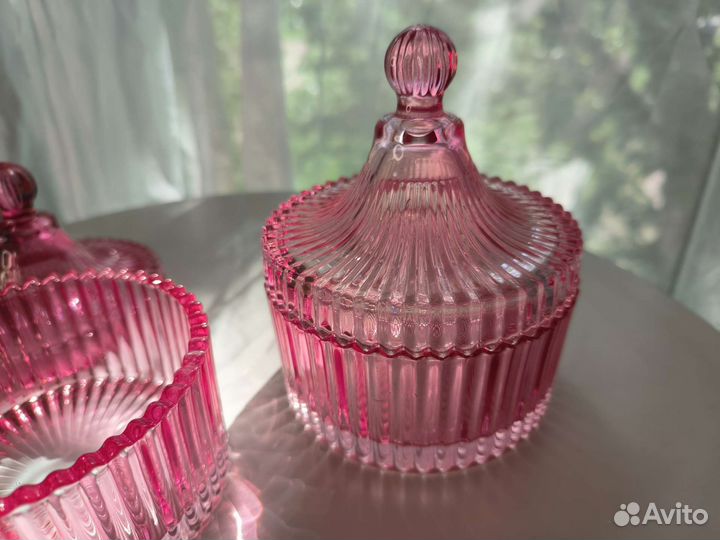 Стеклянная баночка под свечку конфетница сахарница