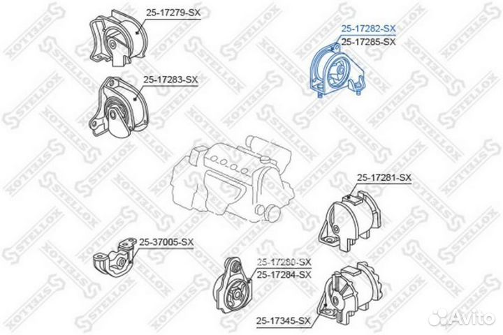 Stellox 2517282SX подушка двигателя задняя\ Honda Hr-V GH1/GH2/GH3/GH4 1998-2005