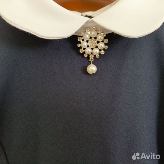 Школьное платье тёмно-синее (128 р-р)