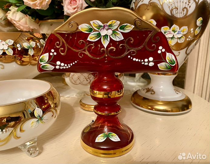 Салфетница и Ваза Богемия. Свечи-яблоки воск