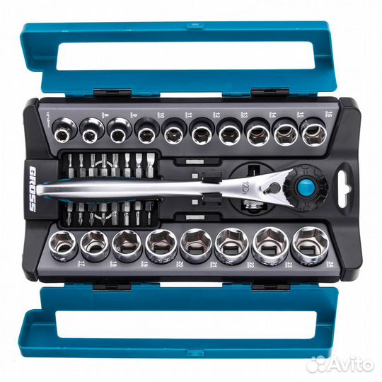 Набор торцевых головок, трещотка 120 зубьев, 36 пр