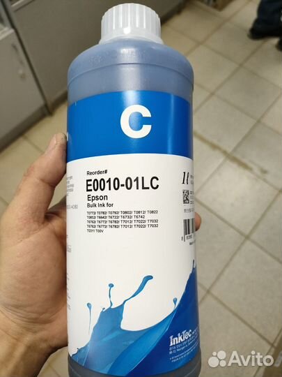 Чернила водные для Epson, InkTec Cyan 1л
