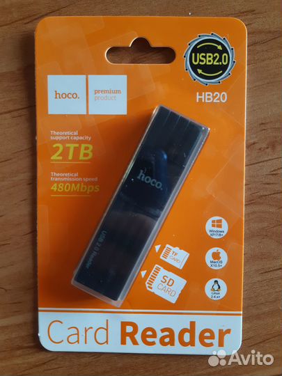 Картридер hoco USB 2,0 для SD/TF-карт