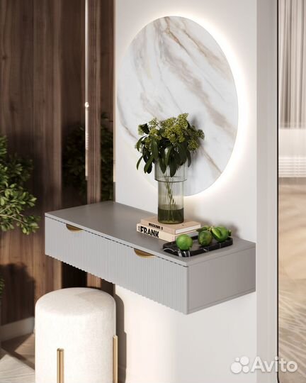 Консоль подвесная фасад рифленый серый