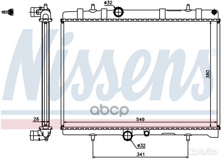 Радиатор 380x562 63606A Nissens