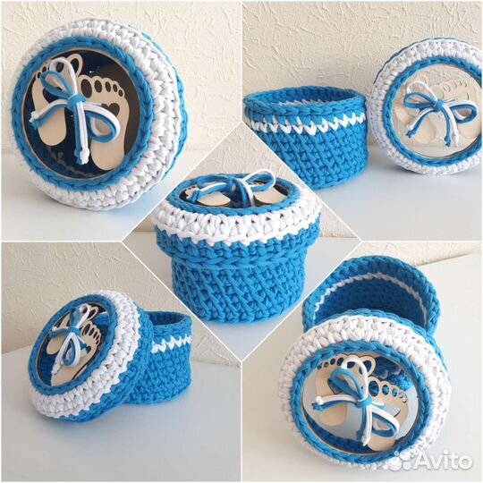 Вязаные корзинки ручной работы