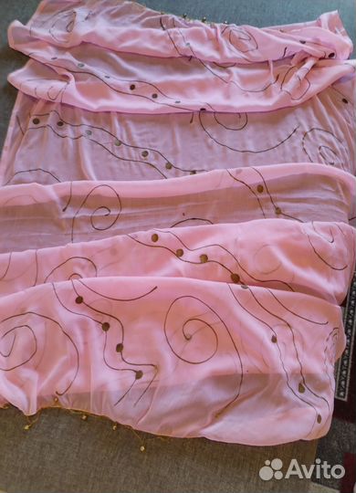 Индийский палантин, шифон, с бубенчиками