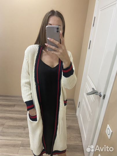 Трикотажный кардиган xs длинный