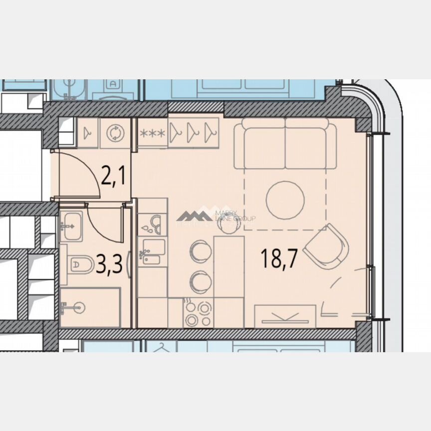 Квартира-студия, 24,1 м², 37/53 эт.