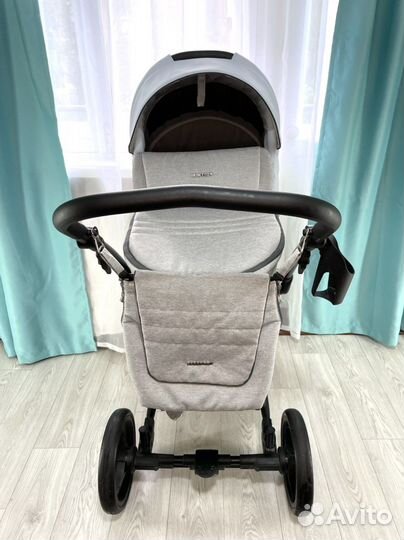 Коляска 2 в 1 Bebetto Torino экокожа голубая