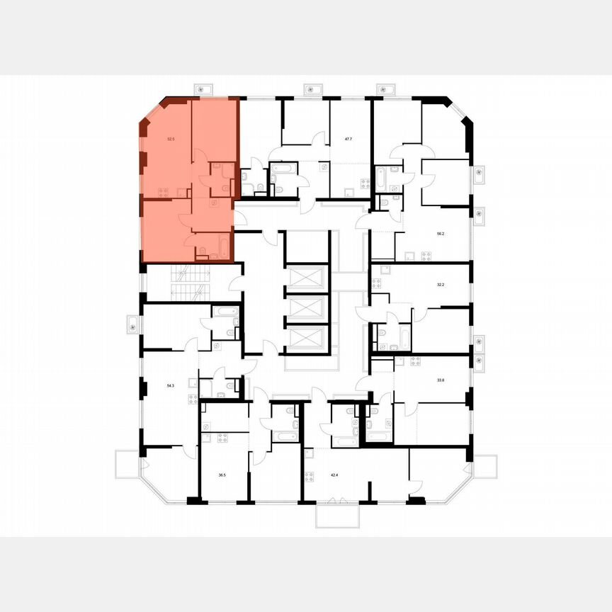 2-к. квартира, 52,5 м², 16/23 эт.