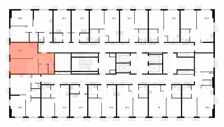 1-к. квартира, 43,3 м², 20/33 эт.