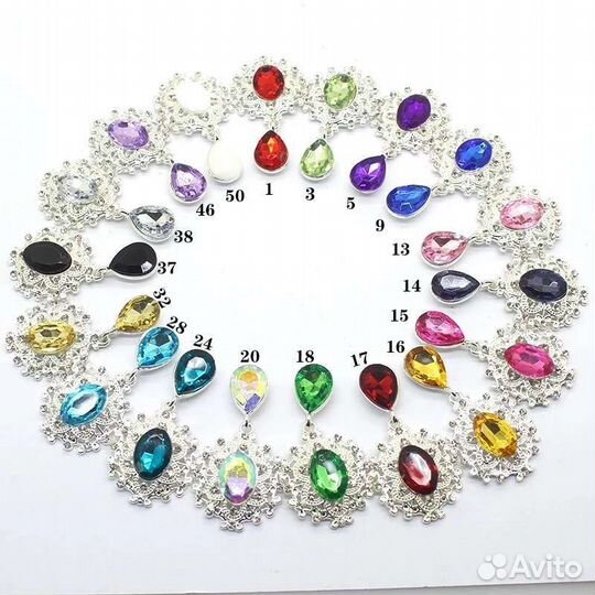 Ажурный овал с каплей кабошоны