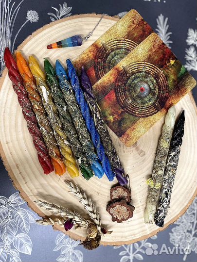 Свечи - скрутки чакровые с травами