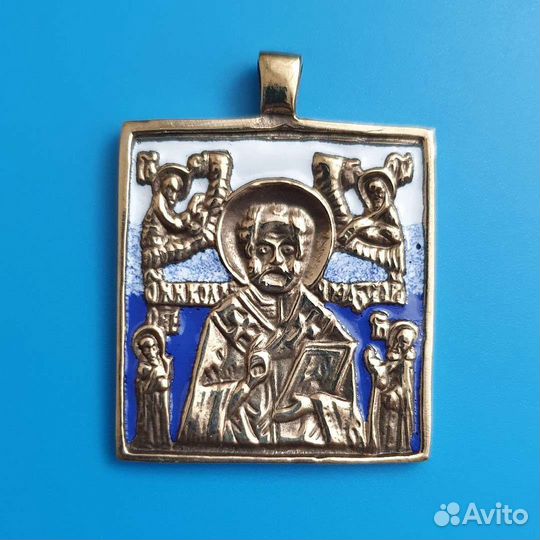 Св Николай Чудотворец медная подвеска копия 19 в