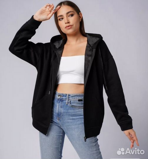 Толстовка на молнии утепленная р.46