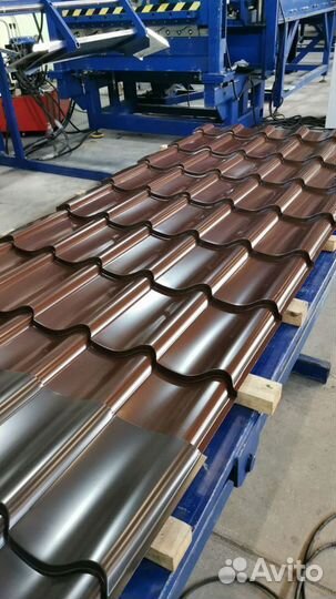 Металлочерепица Монтеррей Люкс шоколад,зеленый мох