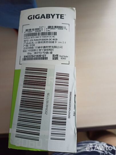 Видеокарта gigabyte GeForce RTX 3060 Ti vision OC