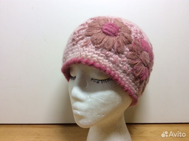 Нежнейшая шапка бледно-розового цвета,54-57,арт219