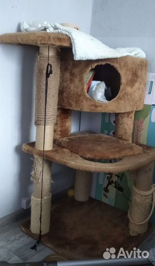 Домик для кошки с когтеточкой под ремонт