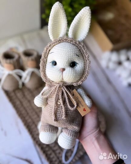 Вязаный набор пинетки игрушка погремушка