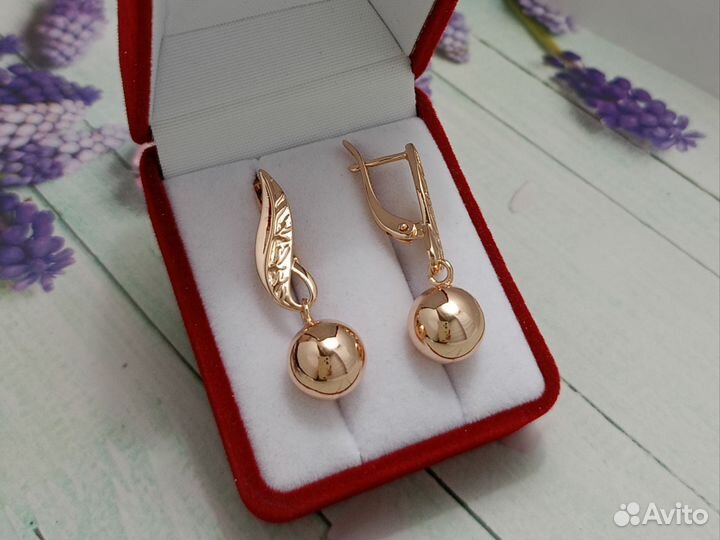 Серьги Шарики позолоченные