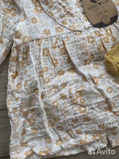 Муслиновый костюм для девочки 0/3,3/6,6/9,9/12